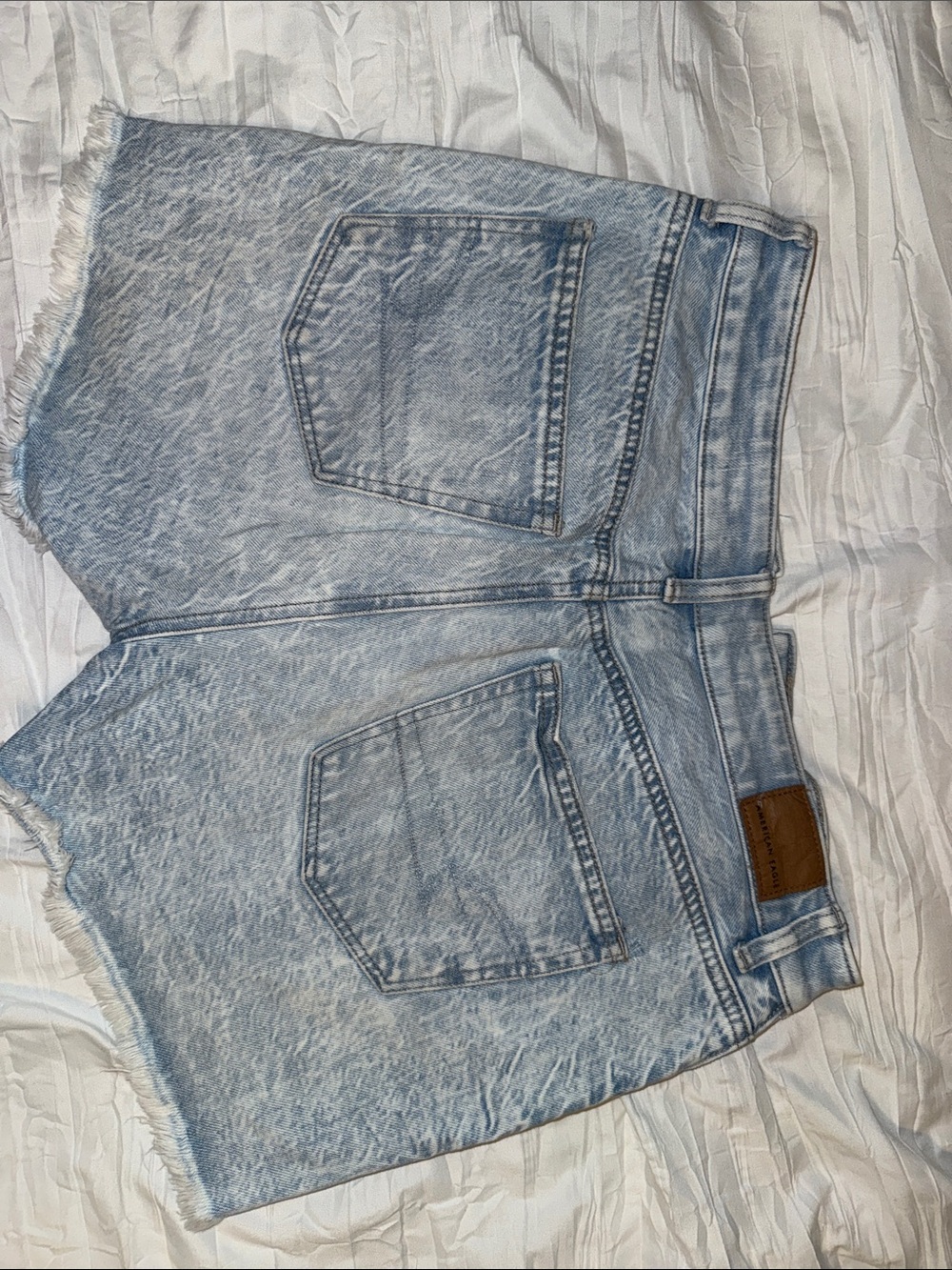 American Eagle Outfitters Light Wash Denim High-waisted Mom Short
